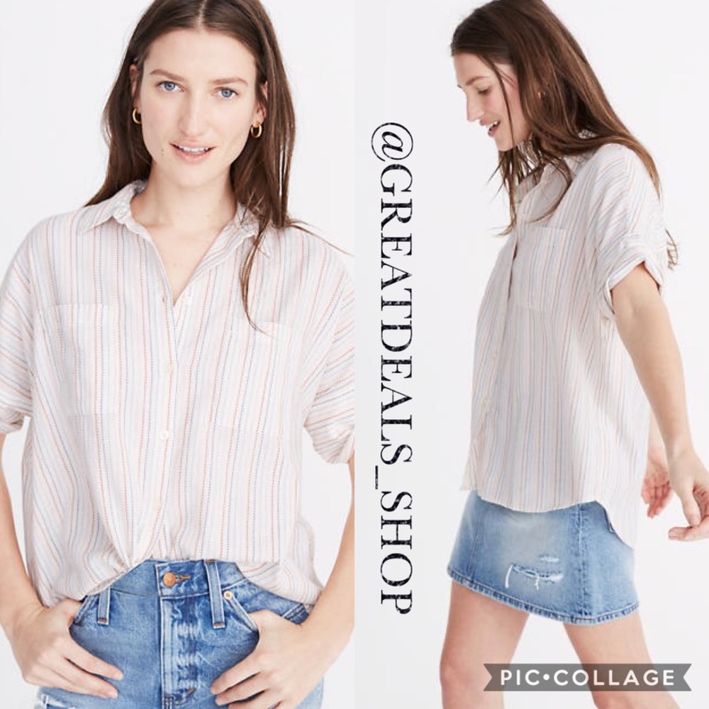•CLOSING MADEWELL OVERSIZE STRIPED BUTTON SHIRT